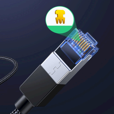 Ugreen NW153 Ethernet RJ45 Cat 8 kabelis su vario šerdimi 1.5 m – juodas 10