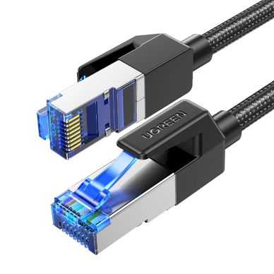Ugreen NW153 Ethernet RJ45 Cat 8 kabelis su vario šerdimi 1.5 m – juodas 2