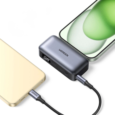 Ugreen PB503 Powerbank 5000mAh su USB-C jungtimi ir integruotu USB-C kištuku – pilkas 3