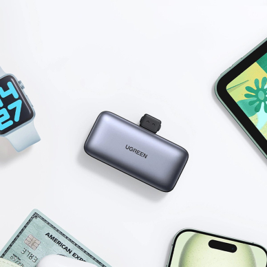 Ugreen PB503 Powerbank 5000mAh su USB-C jungtimi ir integruotu USB-C kištuku – pilkas 5