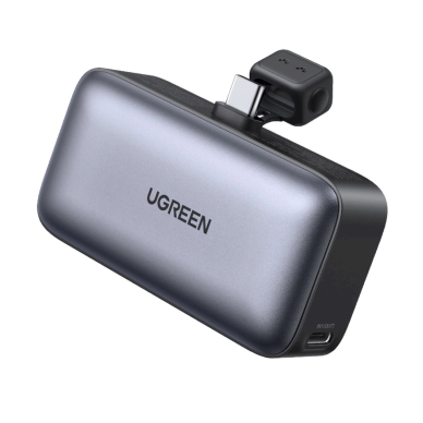 Ugreen PB503 Powerbank 5000mAh su USB-C jungtimi ir integruotu USB-C kištuku – pilkas