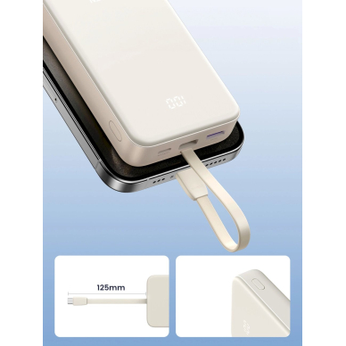 Ugreen PB505 Powerbank 20000mAh 22.5W USB-C / USB-A su integruotu USB-C kabeliu – baltas 10