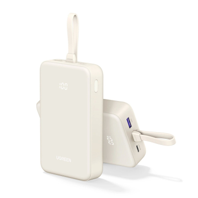 Ugreen PB505 Powerbank 20000mAh 22.5W USB-C / USB-A su integruotu USB-C kabeliu – baltas 5