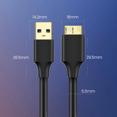 Ugreen US130 10840 Kabelis USB-A 3.0 – micro USB-B 0.5 m – juodas 9