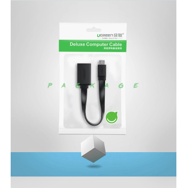 Ugreen US133 10396 OTG kabelis micro USB (male) / USB-A (female), plokščias, 0.15 m – juodas 10