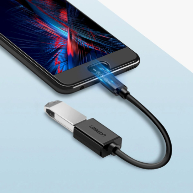Ugreen US133 10396 OTG kabelis micro USB (male) / USB-A (female), plokščias, 0.15 m – juodas 4
