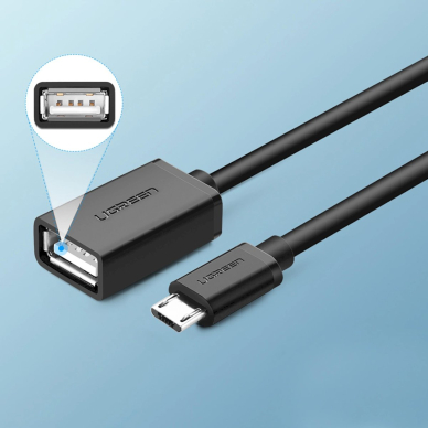 Ugreen US133 10396 OTG kabelis micro USB (male) / USB-A (female), plokščias, 0.15 m – juodas 8