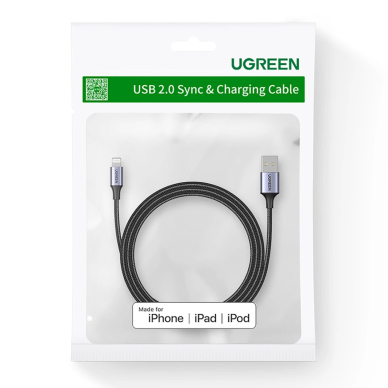 Ugreen US199 60158 MFi kabelis USB-A / Lightning 2 m – juodas 10