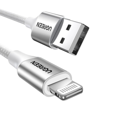 Ugreen US199 60163 MFi kabelis USB-A / Lightning 2 m – sidabrinis 2