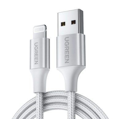 Ugreen US199 60163 MFi kabelis USB-A / Lightning 2 m – sidabrinis