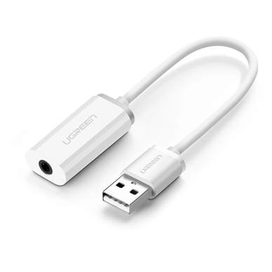 Ugreen US206 30712 Adapteris USB-A (male) / mini jack 3.5 mm (female) – baltas