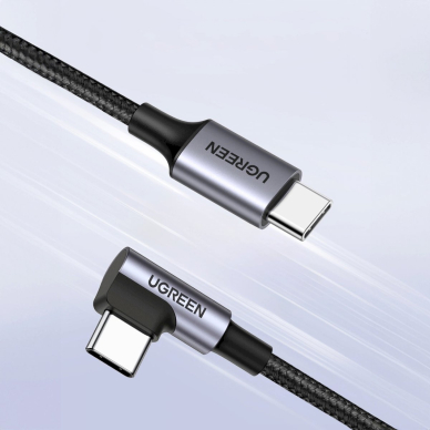 Ugreen US255 Kampinis kabelis USB-C – USB 2.0 CM/M, apvalus, aliuminio korpusas, 0.5 m – pilkas/juodas 1
