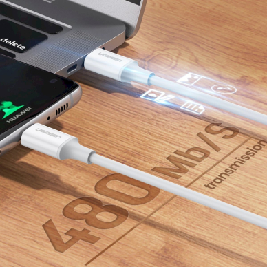 Ugreen US264 60517 Kabelis USB-C / USB-C PD QC AFC 0.5 m – baltas 4