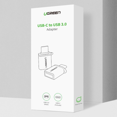 Ugreen US270 Adapteris USB-C (male) / USB-A 3.0 (female) su virvele – pilkas 1