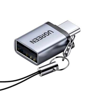 Ugreen US270 Adapteris USB-C (male) / USB-A 3.0 (female) su virvele – pilkas
