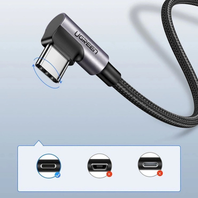 Ugreen US284 70255 Kabelis USB-A (tiesus) / USB-C (kampinis) 3A 3 m – pilkas 5