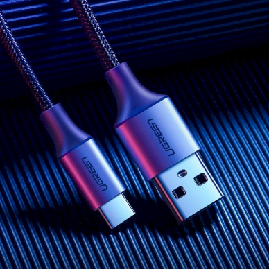 Ugreen US288 60124 Kabelis USB-A / USB-C QC 3.0 3A 0.25 m – pilkas 1