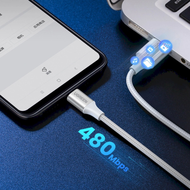 Ugreen US288 60130 Kabelis USB-A / USB-C QC 3.0 3A 0.5 m – baltas 2