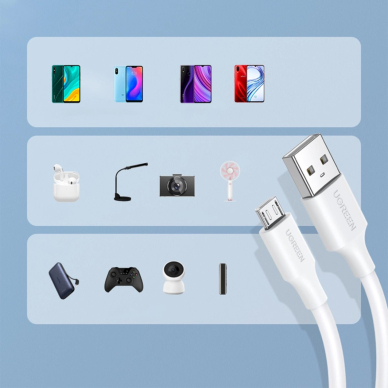 Ugreen US289 60140 Kabelis micro USB / USB-A 0.5 m – baltas 6
