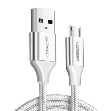 Ugreen US290 60152 Kabelis USB-A / micro USB 2.4A 1.5 m – baltas