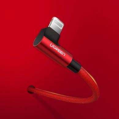 Ugreen US299 60555 Kampinis MFi kabelis Lightning / USB-A 2.4A 1 m – raudonas 7