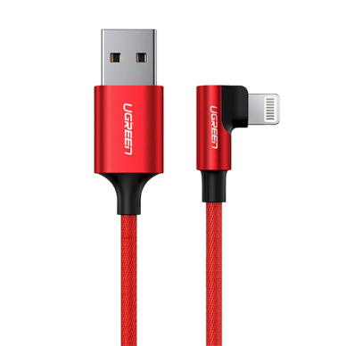Ugreen US299 60555 Kampinis MFi kabelis Lightning / USB-A 2.4A 1 m – raudonas