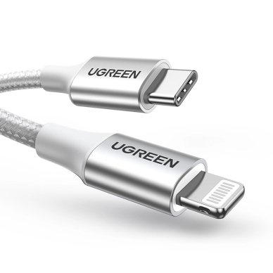 Ugreen US304 70523 MFi kabelis USB-C / Lightning 1 m – sidabrinis 1