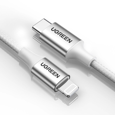 Ugreen US304 70523 MFi kabelis USB-C / Lightning 1 m – sidabrinis 2