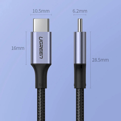 Ugreen US316 70428 Kabelis USB-C – USB-C PD QC FCP 100W 5A 480Mb/s 1.5 m – pilkas 12