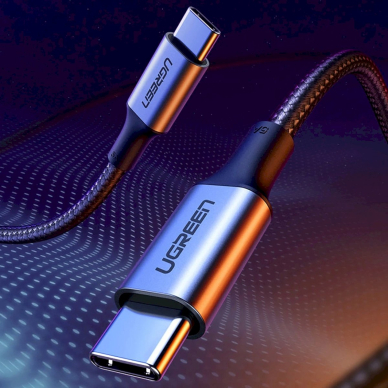 Ugreen US316 70428 Kabelis USB-C – USB-C PD QC FCP 100W 5A 480Mb/s 1.5 m – pilkas 2