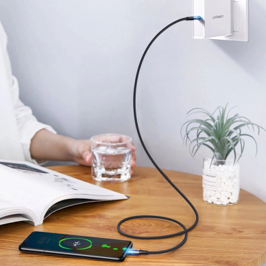 Ugreen US316 70428 Kabelis USB-C – USB-C PD QC FCP 100W 5A 480Mb/s 1.5 m – pilkas 6
