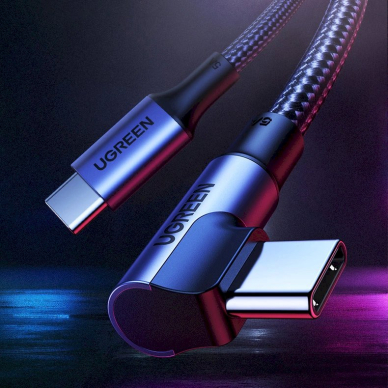 Ugreen US334 Kabelis USB-C 2.0 (kampinis) / USB-C 2.0 (tiesus) 100W PD 1 m – juodas 1
