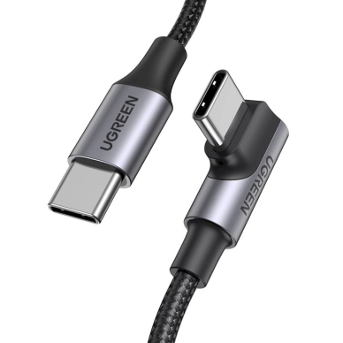Ugreen US334 Kabelis USB-C / USB-C 90° 480Mb/s 2 m – juodas