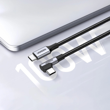 Ugreen US334 Kabelis USB-C / USB-C 90° 480Mb/s 2 m – juodas 2