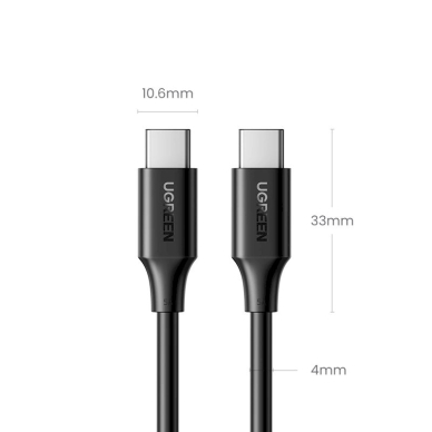 Ugreen US562 USB-C – USB-C PD greito įkrovimo kabelis 1.5 m – juodas 5
