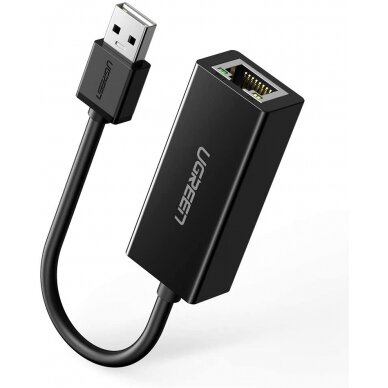USB Kabelis Ugreen 2.0 100 Mbps Ethernet external network adapter Juodas (CR110 20254) 1