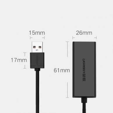 USB Kabelis Ugreen 2.0 100 Mbps Ethernet external network adapter Juodas (CR110 20254) 10