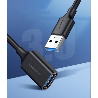 USB Kabelis Ugreen 3.0 (female) - USB 3.0 (male) cable extension cord 2 m Juodas (US129 10373) 10