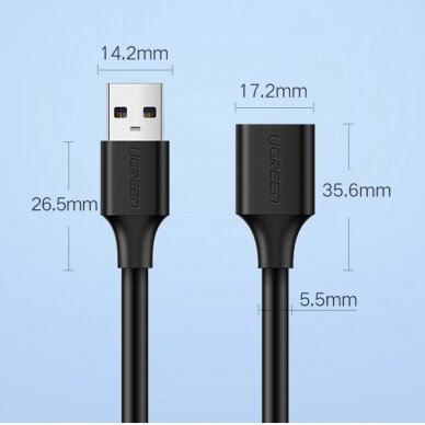 USB Kabelis Ugreen 3.0 (female) - USB 3.0 (male) cable extension cord 2 m Juodas (US129 10373) 16