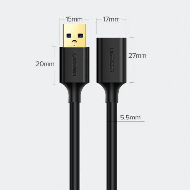 USB Kabelis Ugreen 3.0 (female) - USB 3.0 (male) cable extension cord 2 m Juodas (US129 10373) 7