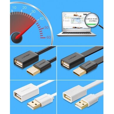 Adapteris Ugreen USB (female) - USB (male) cable extension 2m Juodas (10316) 4