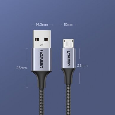 Ugreen USB - micro USB kabelis 1m pilkas (60146) 12