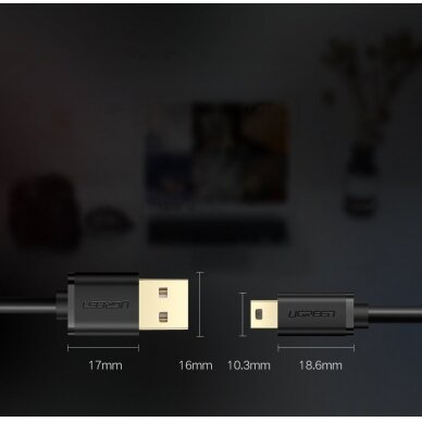 USB kabelis Ugreen USB - mini USB 480 Mbps 1,5 m Juodas (US132 10385) 13