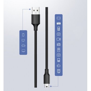 USB kabelis Ugreen USB - mini USB 480 Mbps 1,5 m Juodas (US132 10385) 16