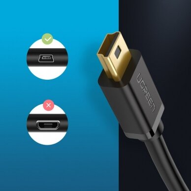 USB kabelis Ugreen USB - mini USB 480 Mbps 1,5 m Juodas (US132 10385) 2