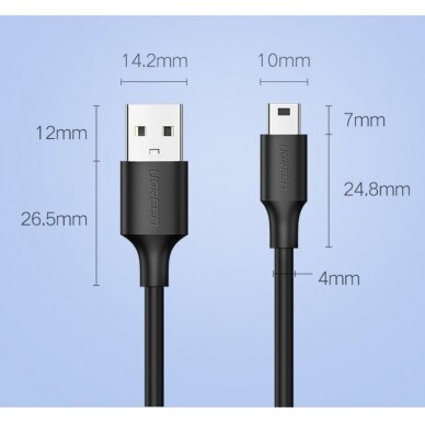 USB kabelis Ugreen USB - mini USB 480 Mbps 1,5 m Juodas (US132 10385) 21