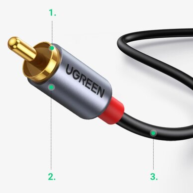 Akcija! Audio kabelis Ugreen USB Type C (male) - 2RCA (male) 1,5m Pilkas (20193 CM451)  1
