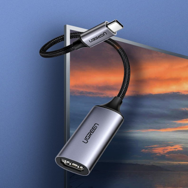 USB Kabelis Ugreen Type C to HDMI 2.0 4K@60 Hz Thunderbolt 3 Convertor skirta MacBook / PC pilkas (70444)  1