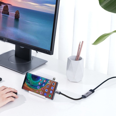 USB Kabelis Ugreen Type C to HDMI 2.0 4K@60 Hz Thunderbolt 3 Convertor skirta MacBook / PC pilkas (70444)  5