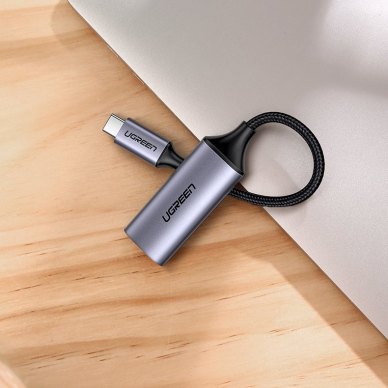 USB Kabelis Ugreen Type C to HDMI 2.0 4K@60 Hz Thunderbolt 3 Convertor skirta MacBook / PC pilkas (70444)  8